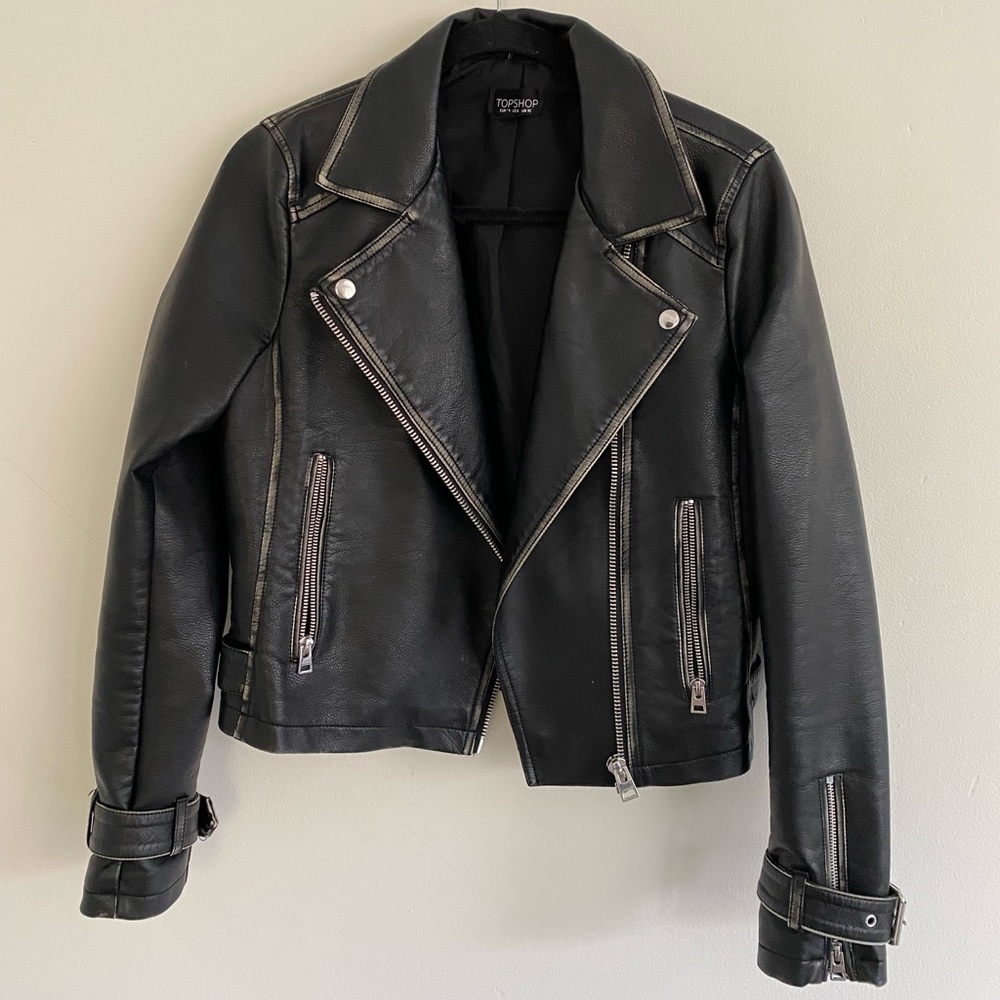 Topshop Moto Jacket made of vegan leather. Never worn. - Picture 1 of 3